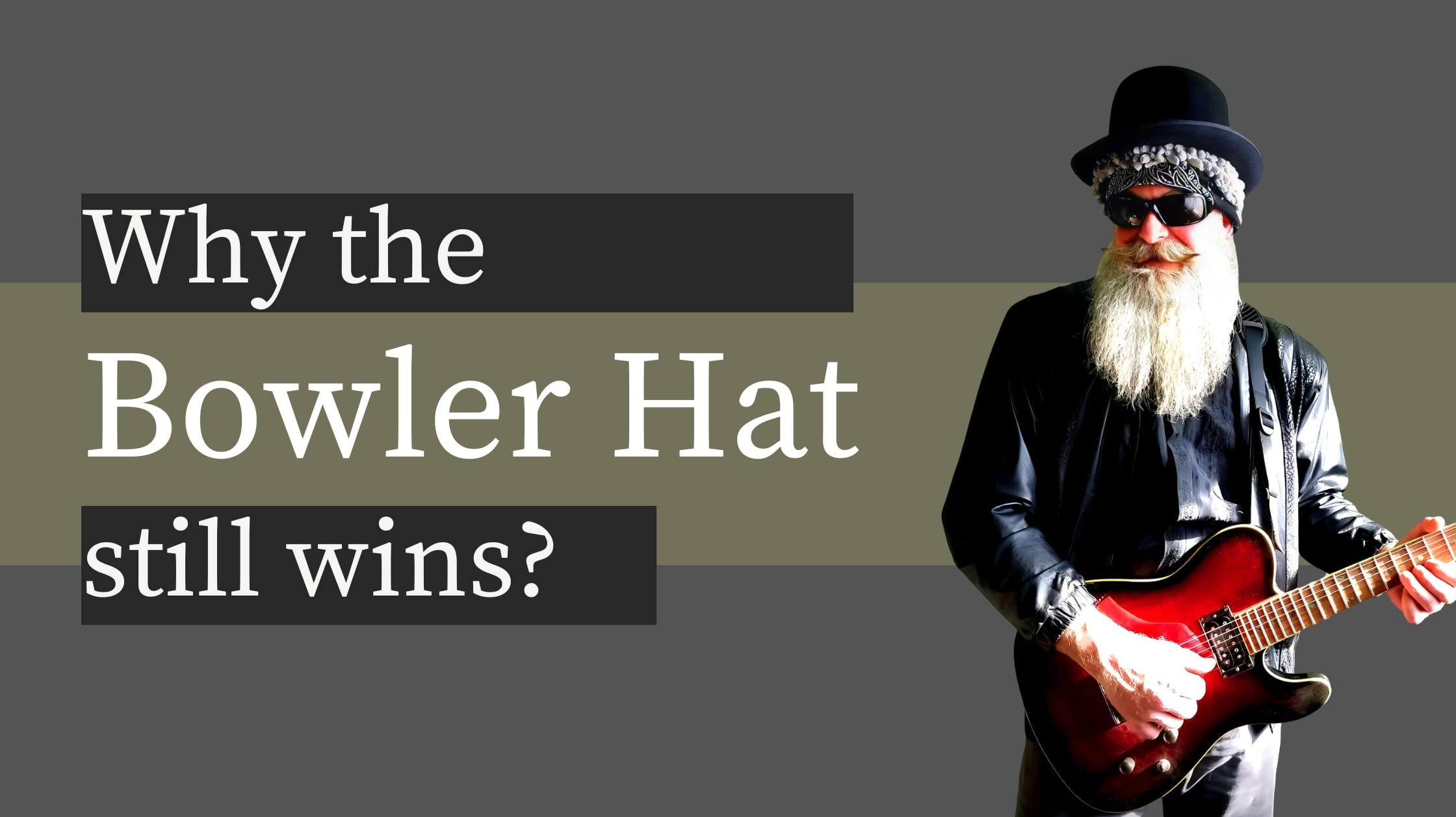 A cool and edgy rocker is captured mid-performance, donning an Agnoulita custom bowler hat. The hat, with its signature round crown and upturned brim, perfectly complements his rebellious style.