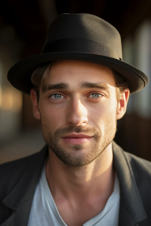 A cool man in a stylish hat captures the essence of urban sophistication, perfectly blending classic charm with modern fashion.