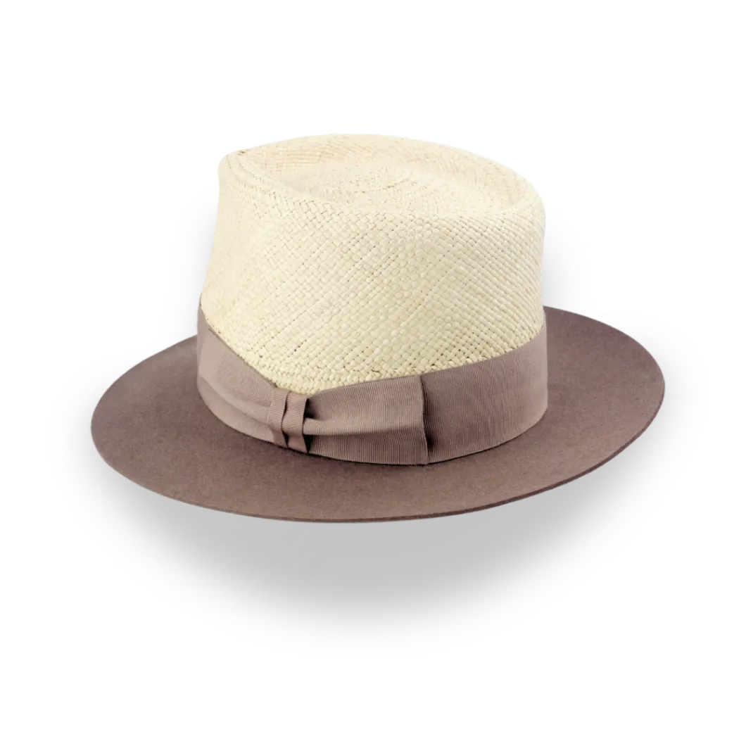 Summer Style Two-Tone Panama Fedora Hat with Felt Brim | The Alexander - Agnoulita Hats 2