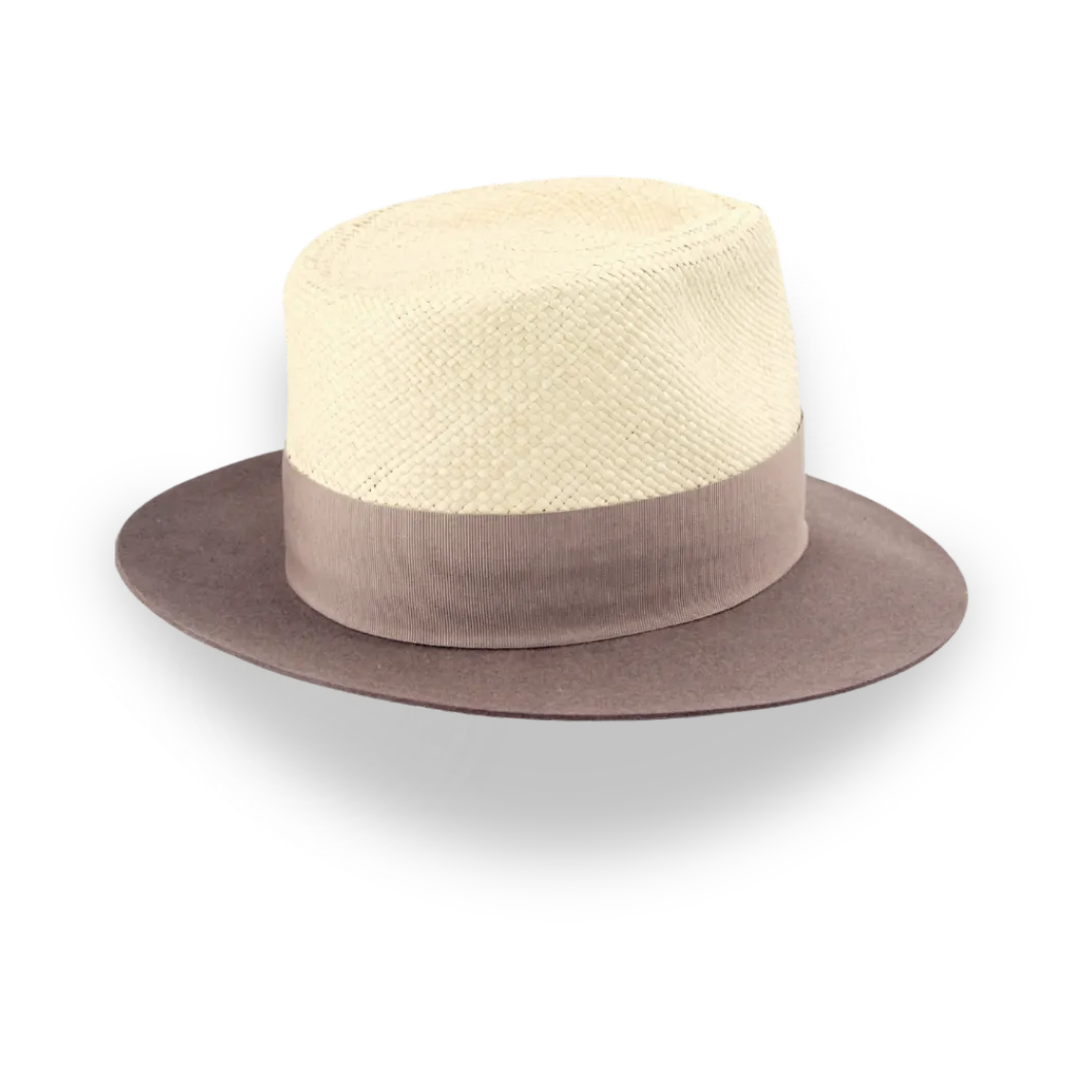 Summer Style Two-Tone Panama Fedora Hat with Felt Brim | The Alexander - Agnoulita Hats 4