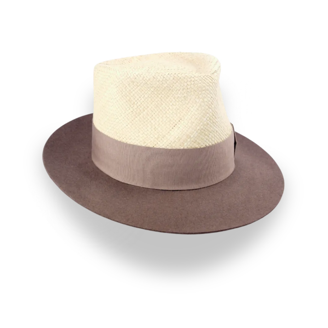 Summer Style Two-Tone Panama Fedora Hat with Felt Brim | The Alexander - Agnoulita Hats 6