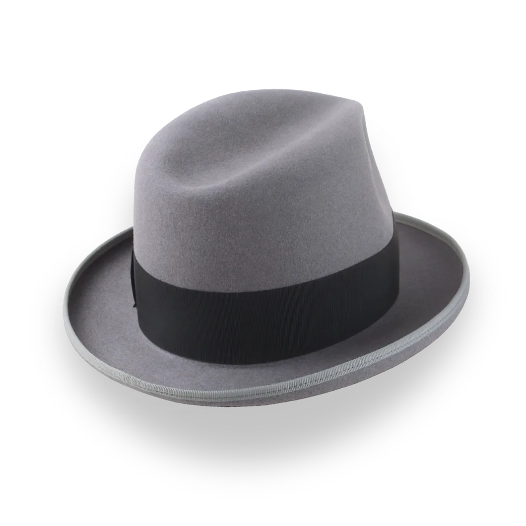 1920s Style Homburg Hat in Luxurious Beaver Fur Felt | The Grandmaster - Agnoulita Hats 4