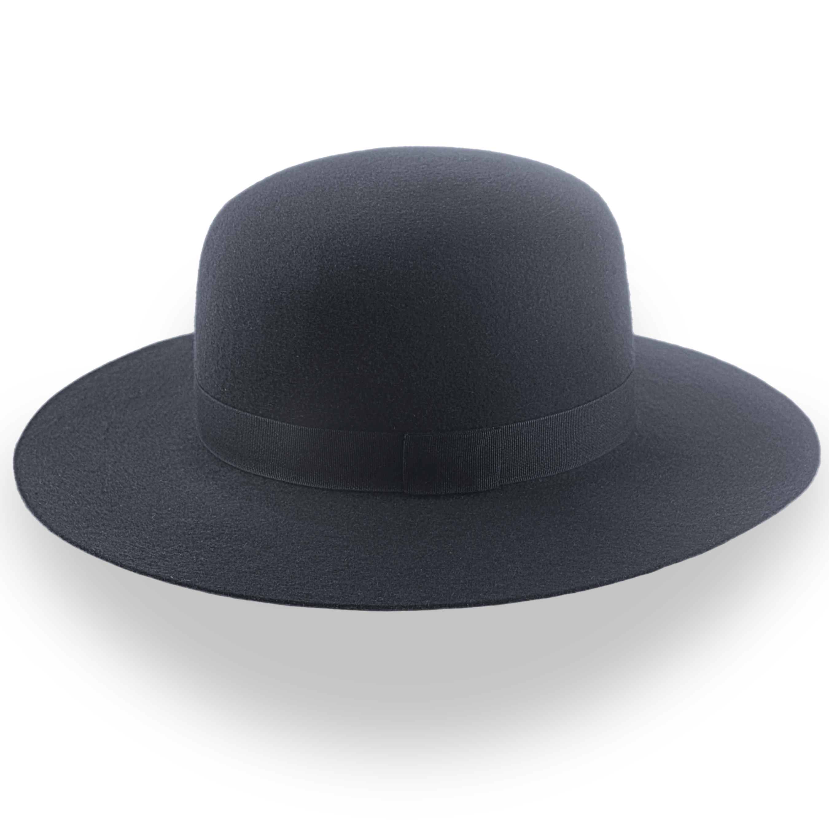 Black wide-brimmed hat on a white background