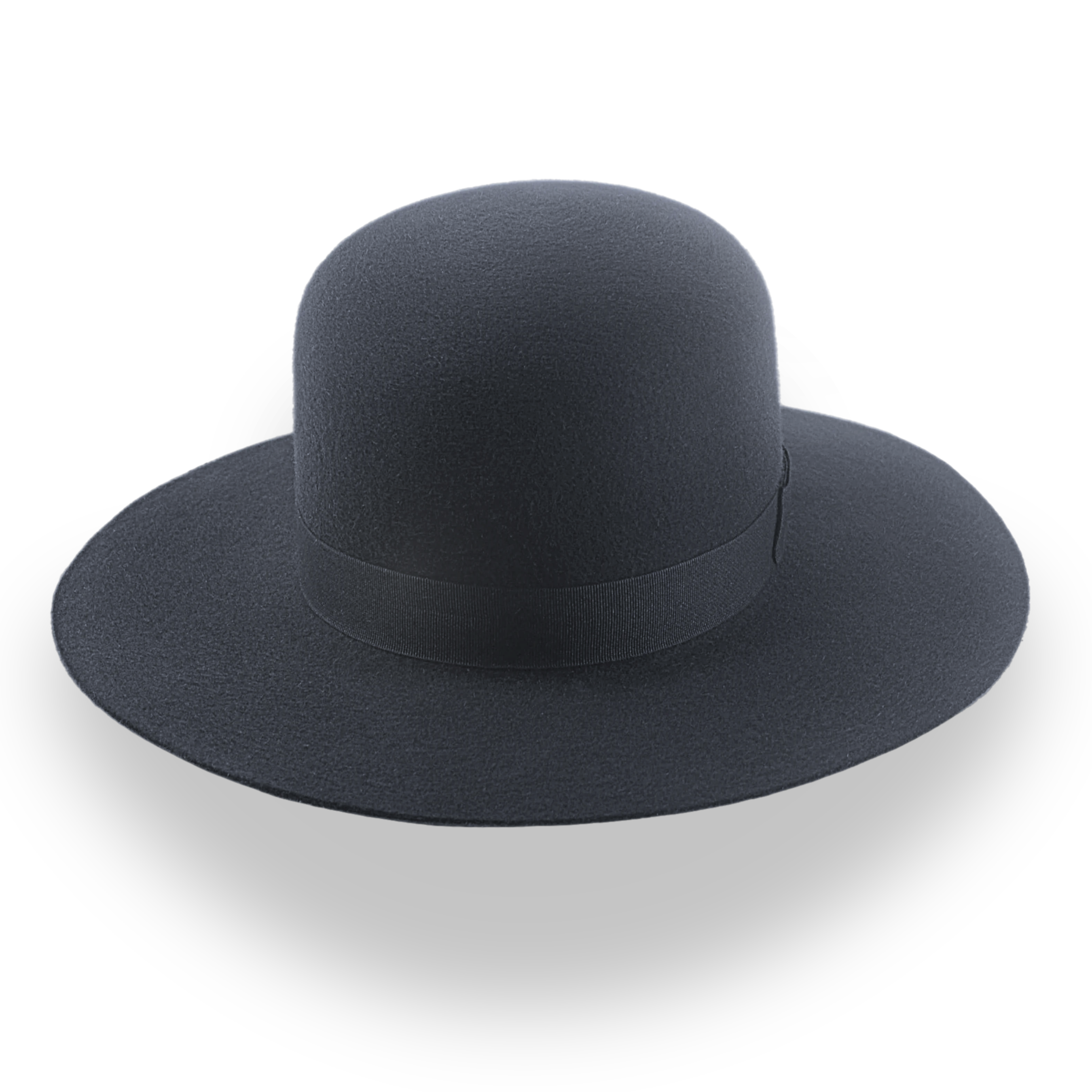 Black wide-brimmed hat on a white background