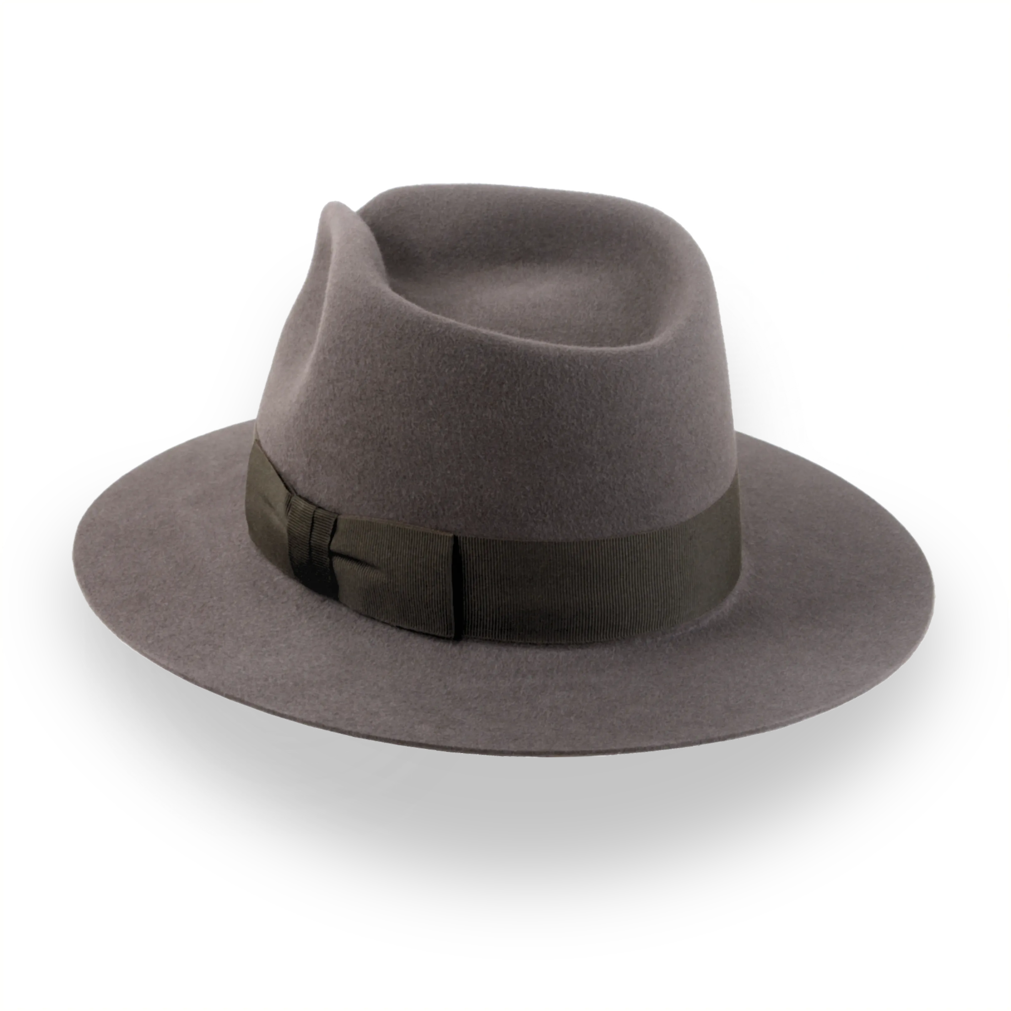 Rear view of the Desperado outback fedora showing teardrop crown shape and handcrafted felt construction