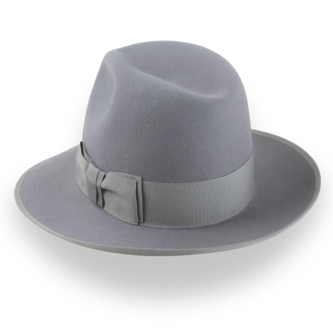 Medium Grey Tall Crown Fedora Hat in Luxurious Rabbit Fur | The Duke - Agnoulita Hats 3