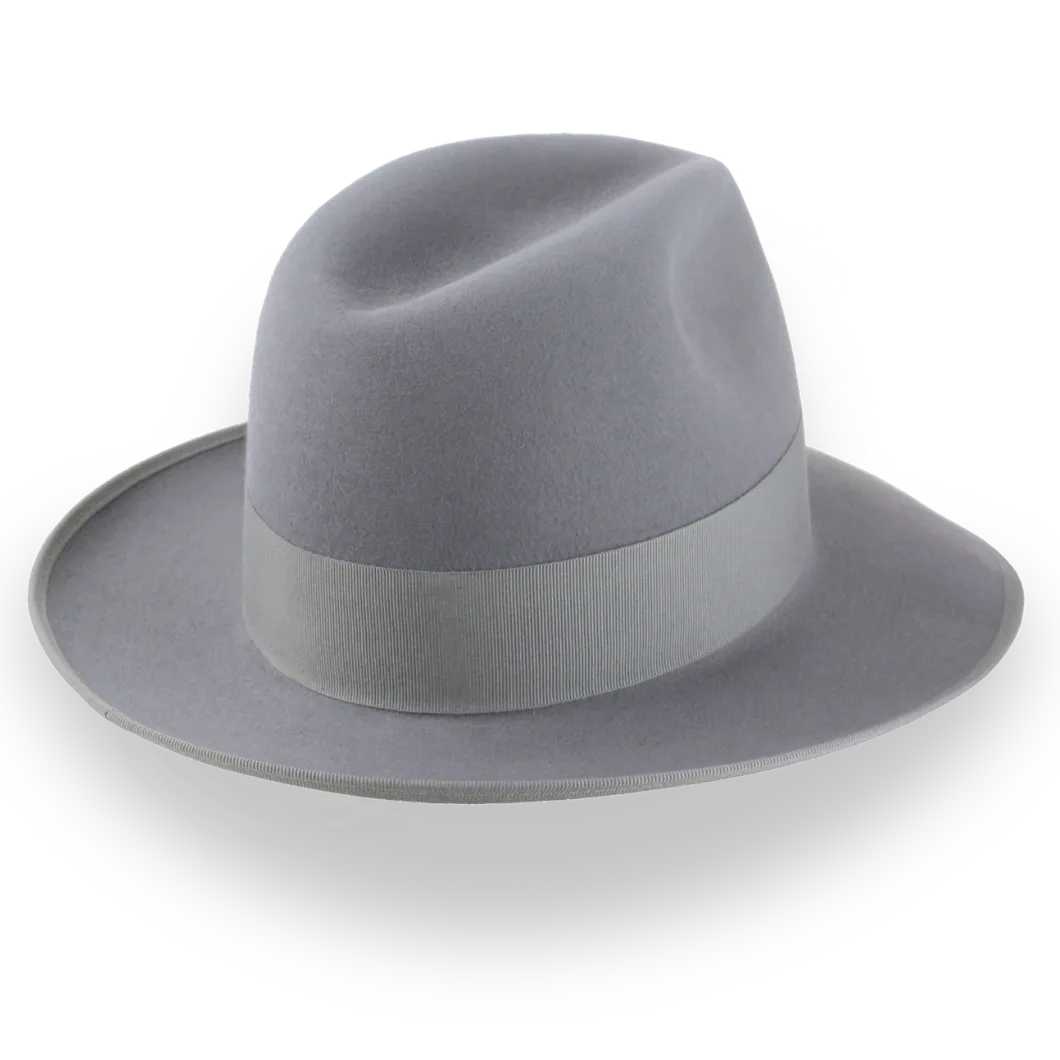 Medium Grey Tall Crown Fedora Hat in Luxurious Rabbit Fur | The Duke - Agnoulita Hats 4