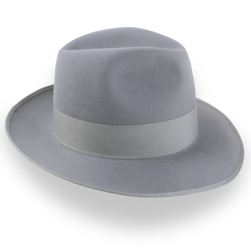 Medium Grey Tall Crown Fedora Hat in Luxurious Rabbit Fur | The Duke - Agnoulita Hats 5