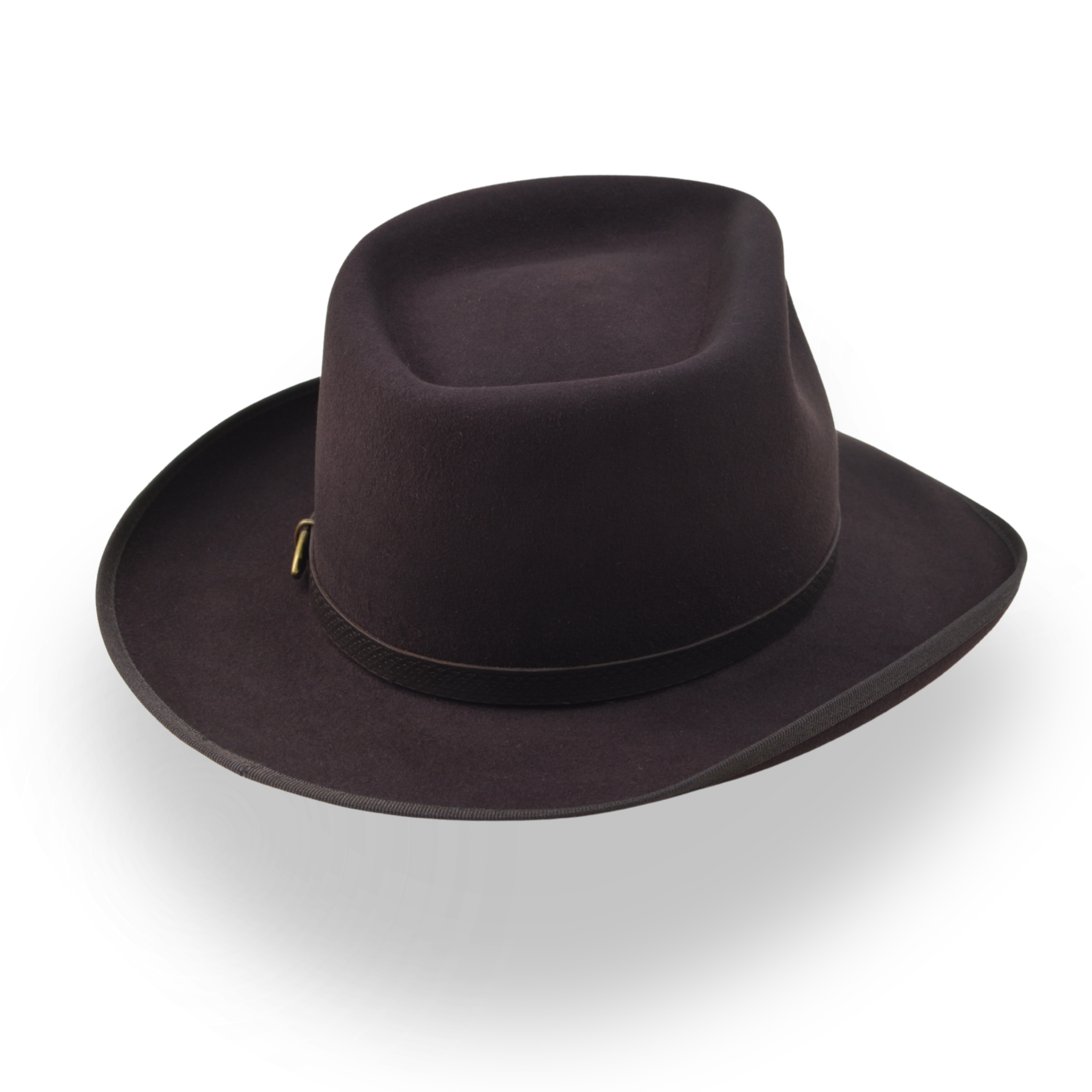 Brown fedora hat on a white background
