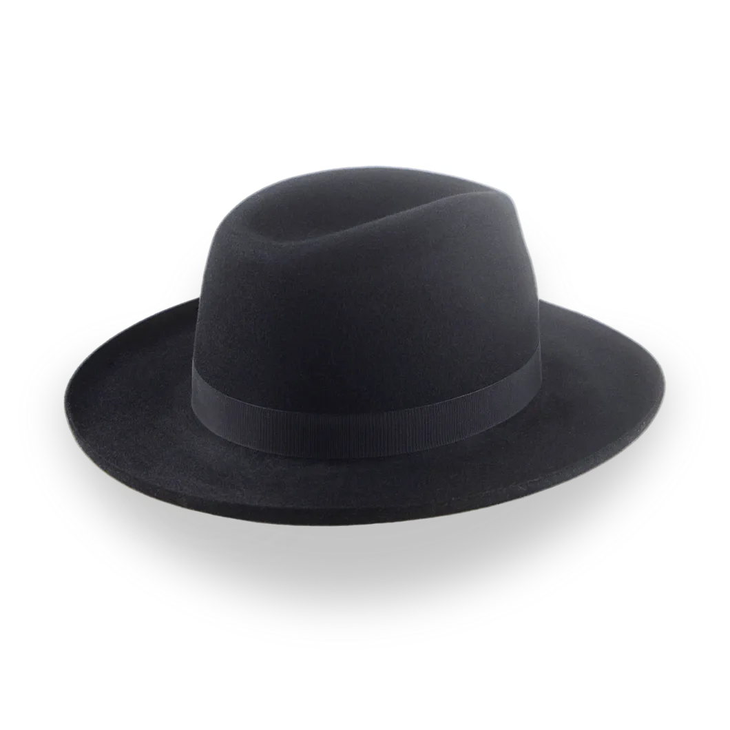 All Black Pencil Rolled Brim Fedora Hat for Men | The Rocco - Agnoulita Hats 4