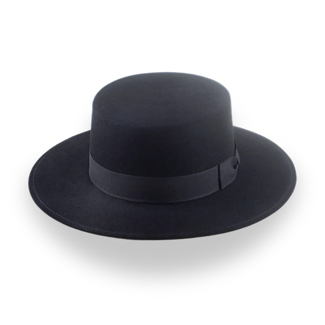 All Black Western Style Felt Boater Hat | The Hawk - Agnoulita Hats 6