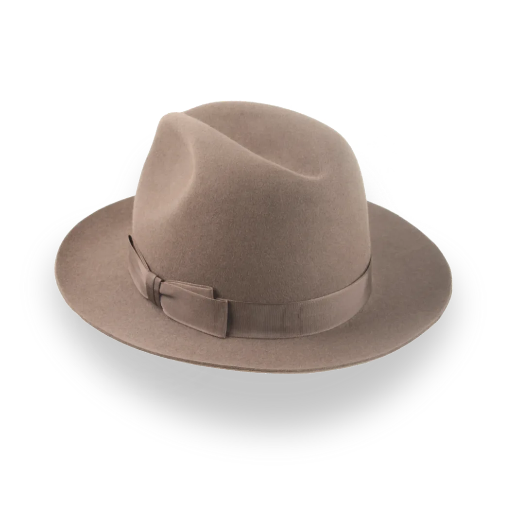 Artisanal Taupe Brown Fedora Hat with Center-Dent Crown | The Fortis - Agnoulita Hats 3