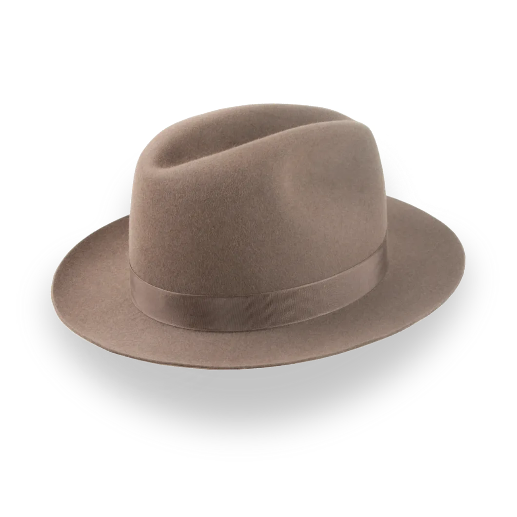 Artisanal Taupe Brown Fedora Hat with Center-Dent Crown | The Fortis - Agnoulita Hats 4