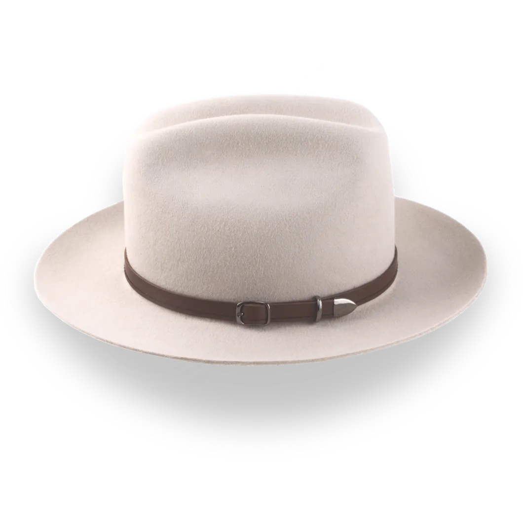 Beige Cowboy Fedora Hat with Artisanal Leather Hat Belt | The Patriot - Agnoulita Hats 2