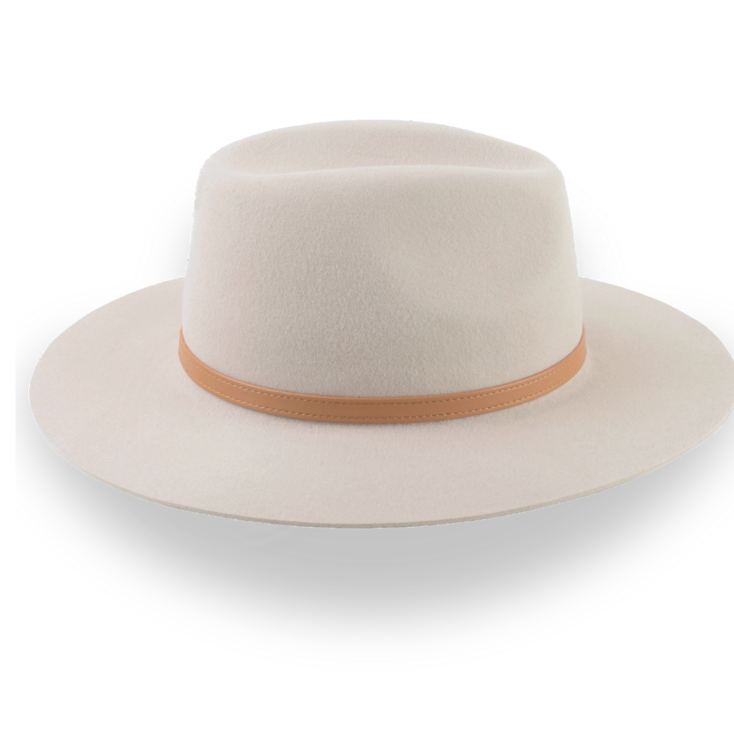 Beige Wide Brim Felt Rancher Hat in Premium Fur Felt | The Solstice - Agnoulita Hats 2