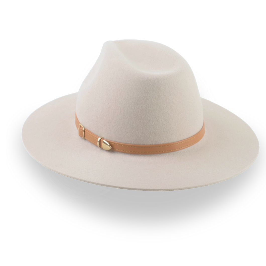 Beige Wide Brim Felt Rancher Hat in Premium Fur Felt | The Solstice - Agnoulita Hats 4