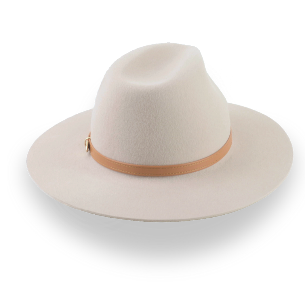 Beige Wide Brim Felt Rancher Hat in Premium Fur Felt | The Solstice - Agnoulita Hats 5