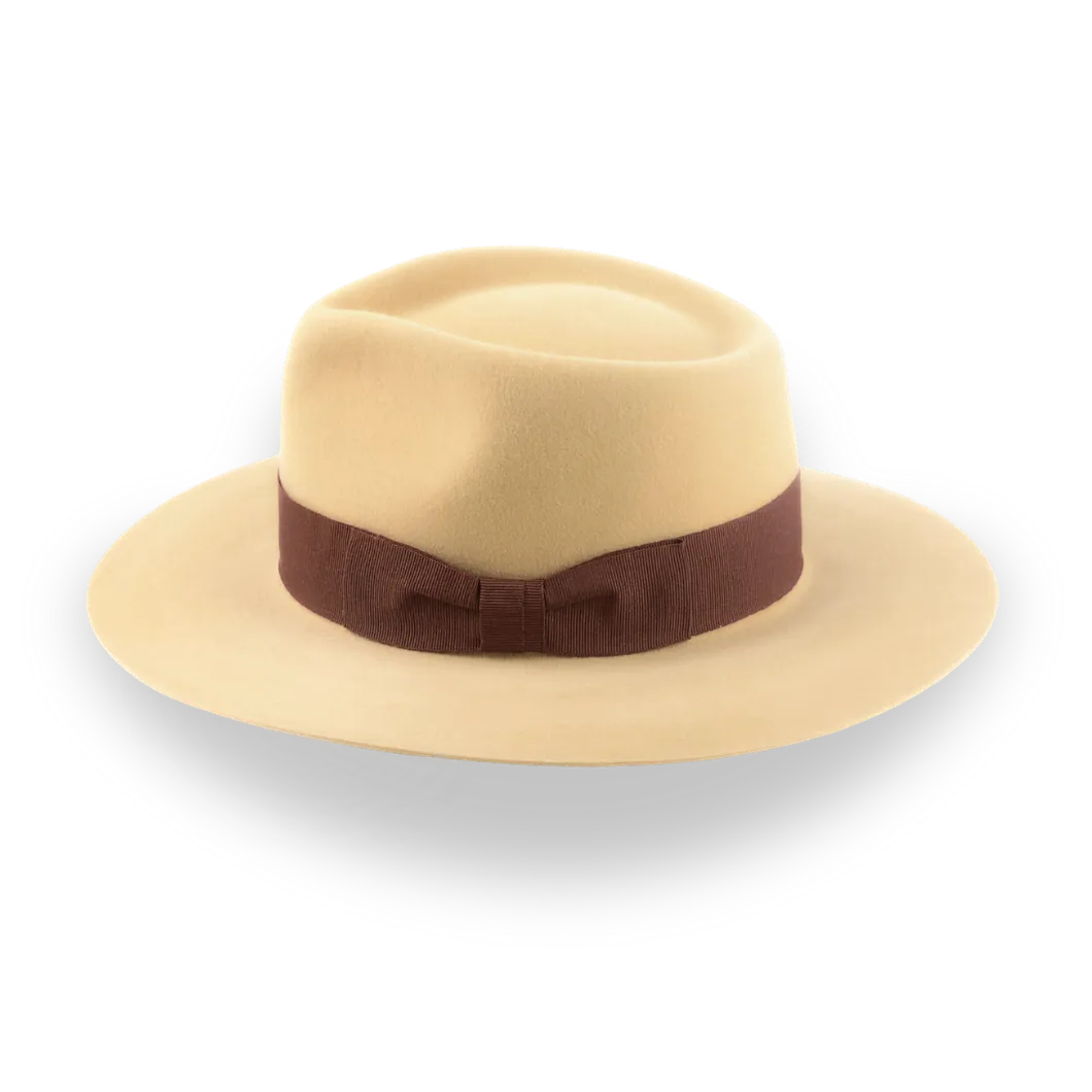 Biscuit Yellow Wide Brim Fedora in Chic Fur Felt | The Rusty 11 - Agnoulita Hats 2