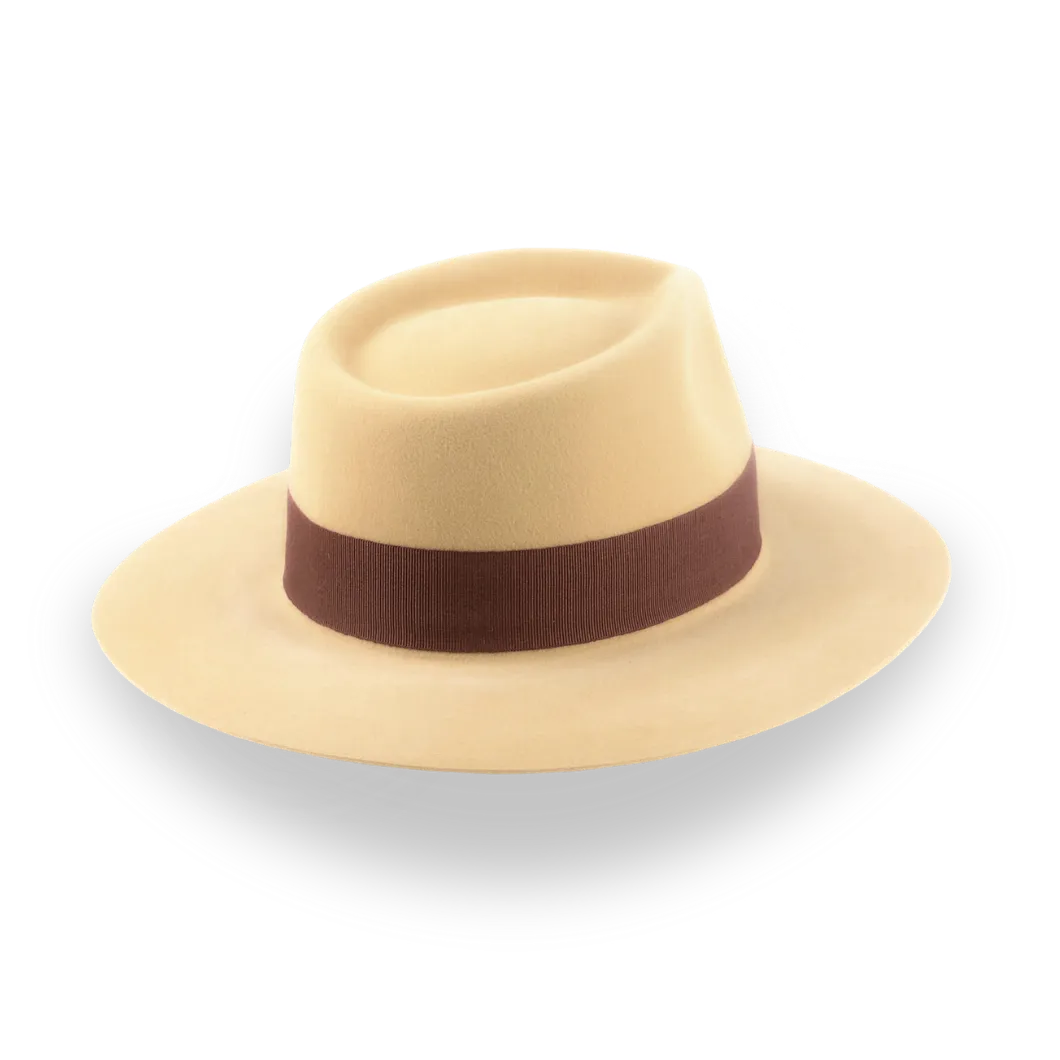 Biscuit Yellow Wide Brim Fedora in Chic Fur Felt | The Rusty 11 - Agnoulita Hats 4