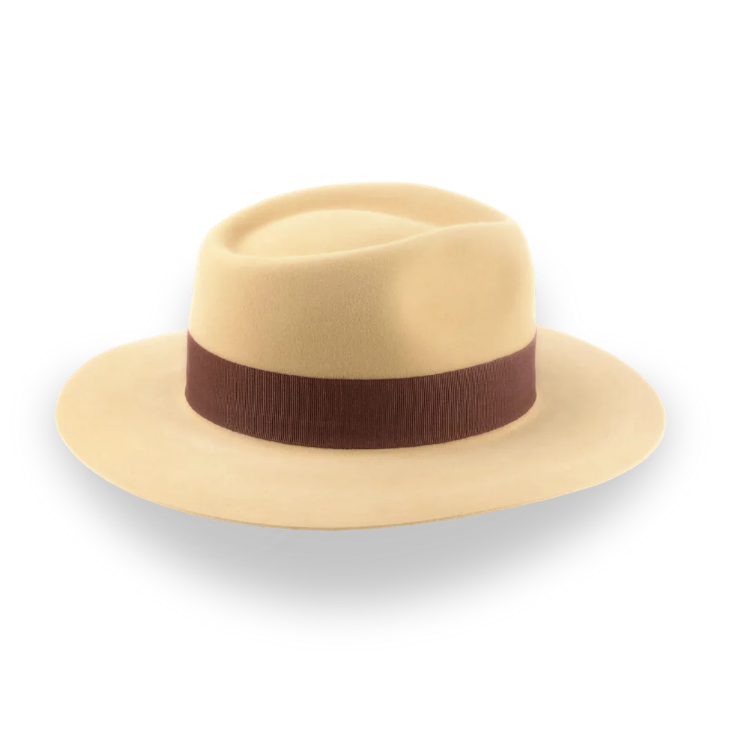 Biscuit Yellow Wide Brim Fedora in Chic Fur Felt | The Rusty 11 - Agnoulita Hats 5