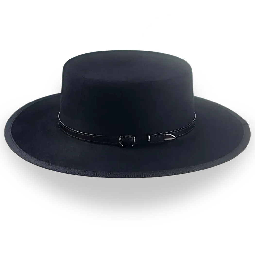Black Fur Felt Western Flat Top Hat | The Tycoon - Agnoulita Hats 2