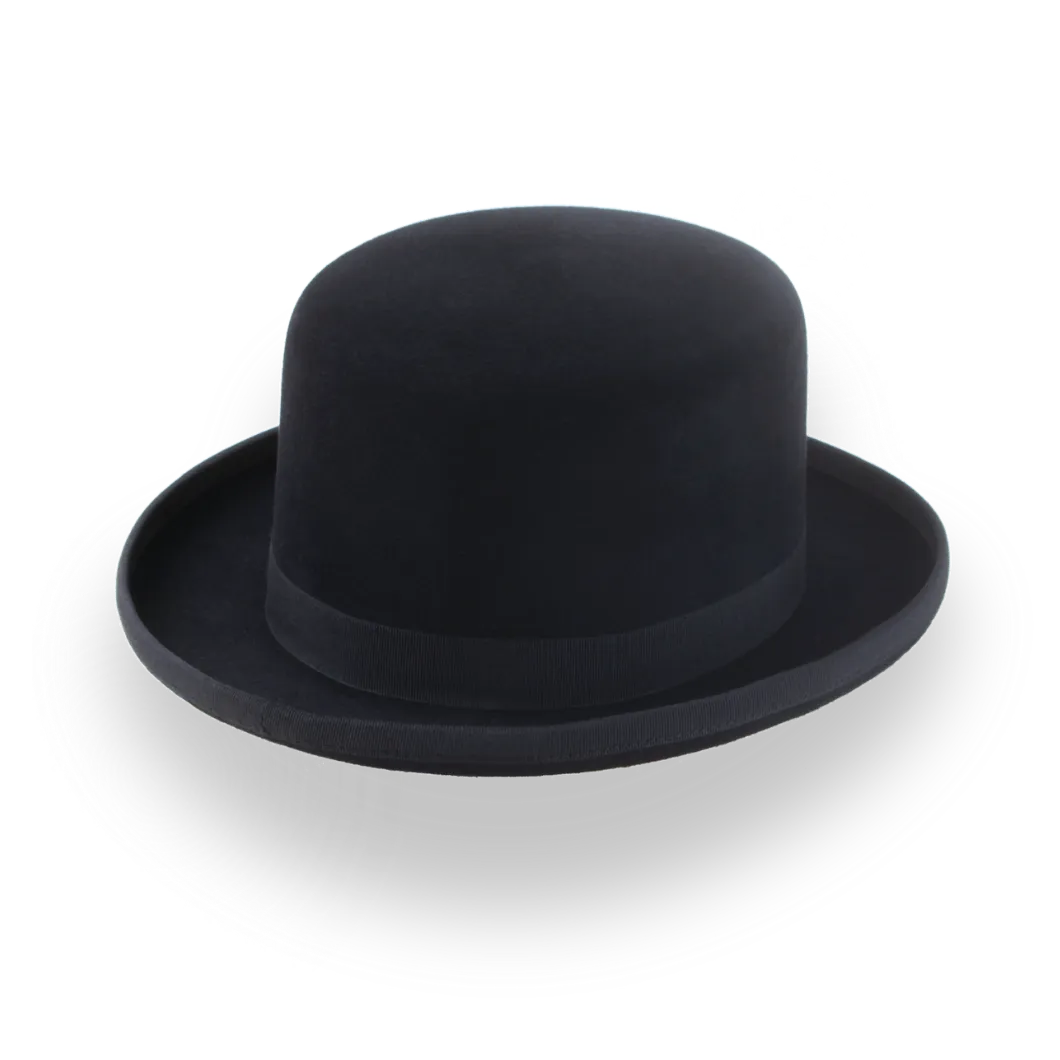 Black Goldfinger Flat Top Bowler Hat in Premium Fur Felt | The Oddjob - Agnoulita Hats 4