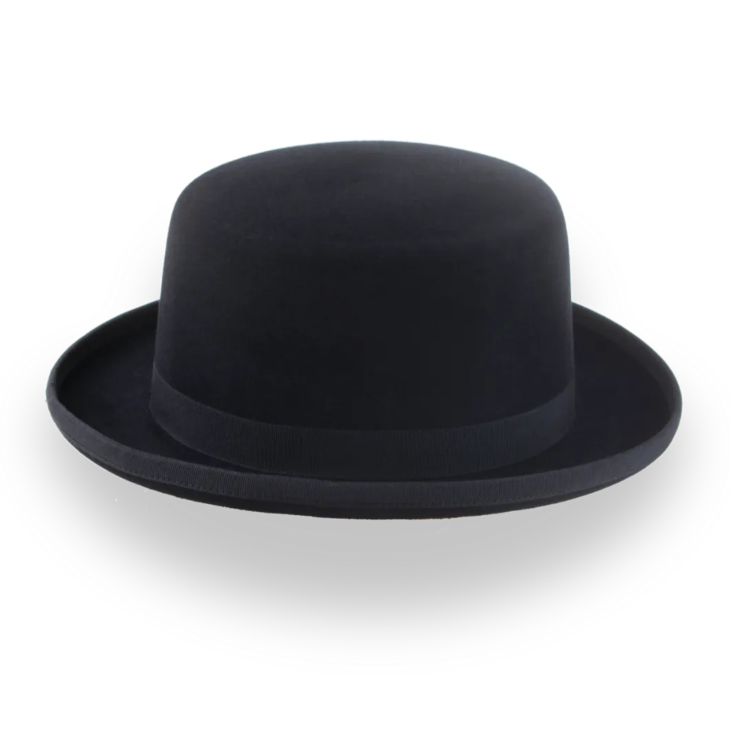 Black Goldfinger Flat Top Bowler Hat in Premium Fur Felt | The Oddjob - Agnoulita Hats 5