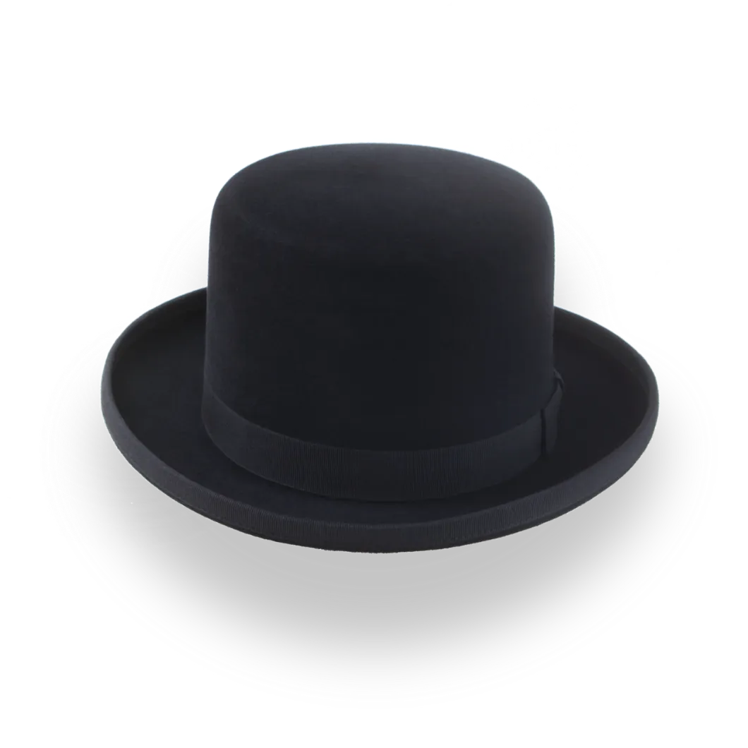 Black Goldfinger Flat Top Bowler Hat in Premium Fur Felt | The Oddjob - Agnoulita Hats 6