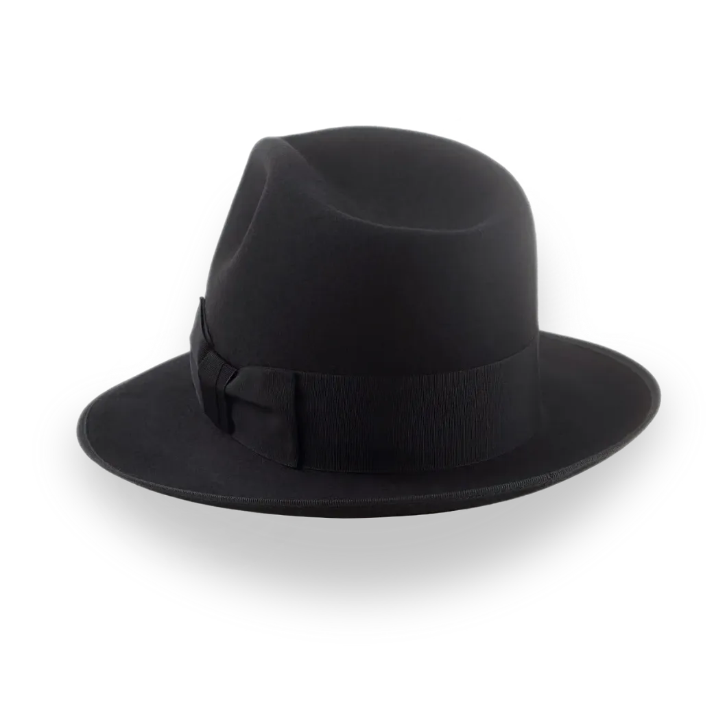 Black High Crown Fedora Hat with Custom Sizes | The Castor - Agnoulita Hats 3