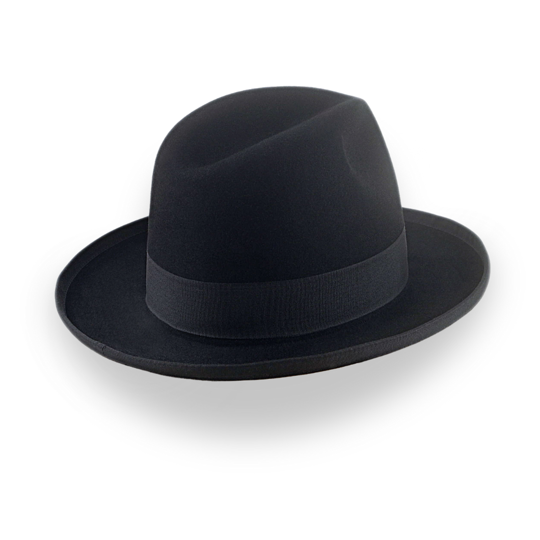 Black Homburg Fedora Hat with Classic Design | The Aerolithe - Agnoulita Hats 4