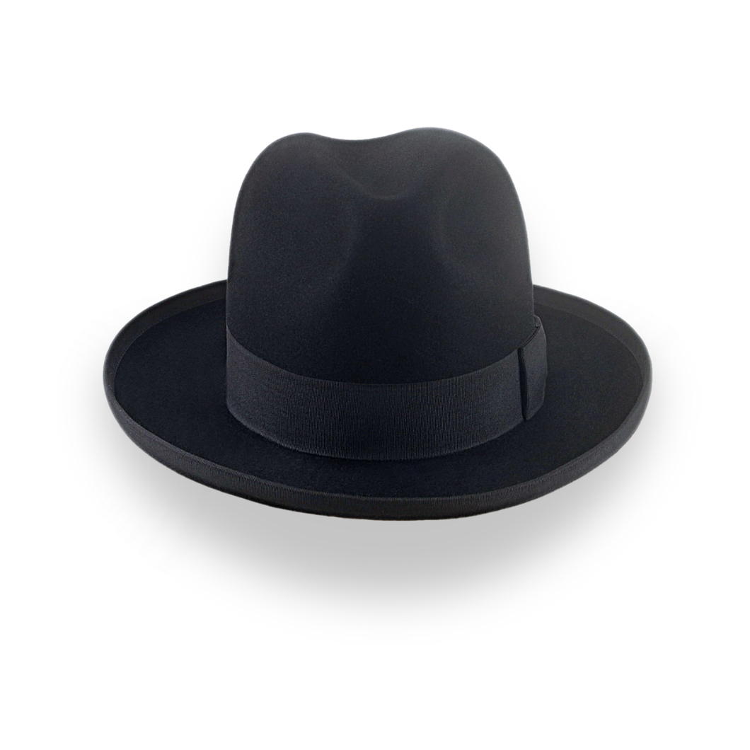 Black Homburg Fedora Hat with Classic Design | The Aerolithe - Agnoulita Hats 6