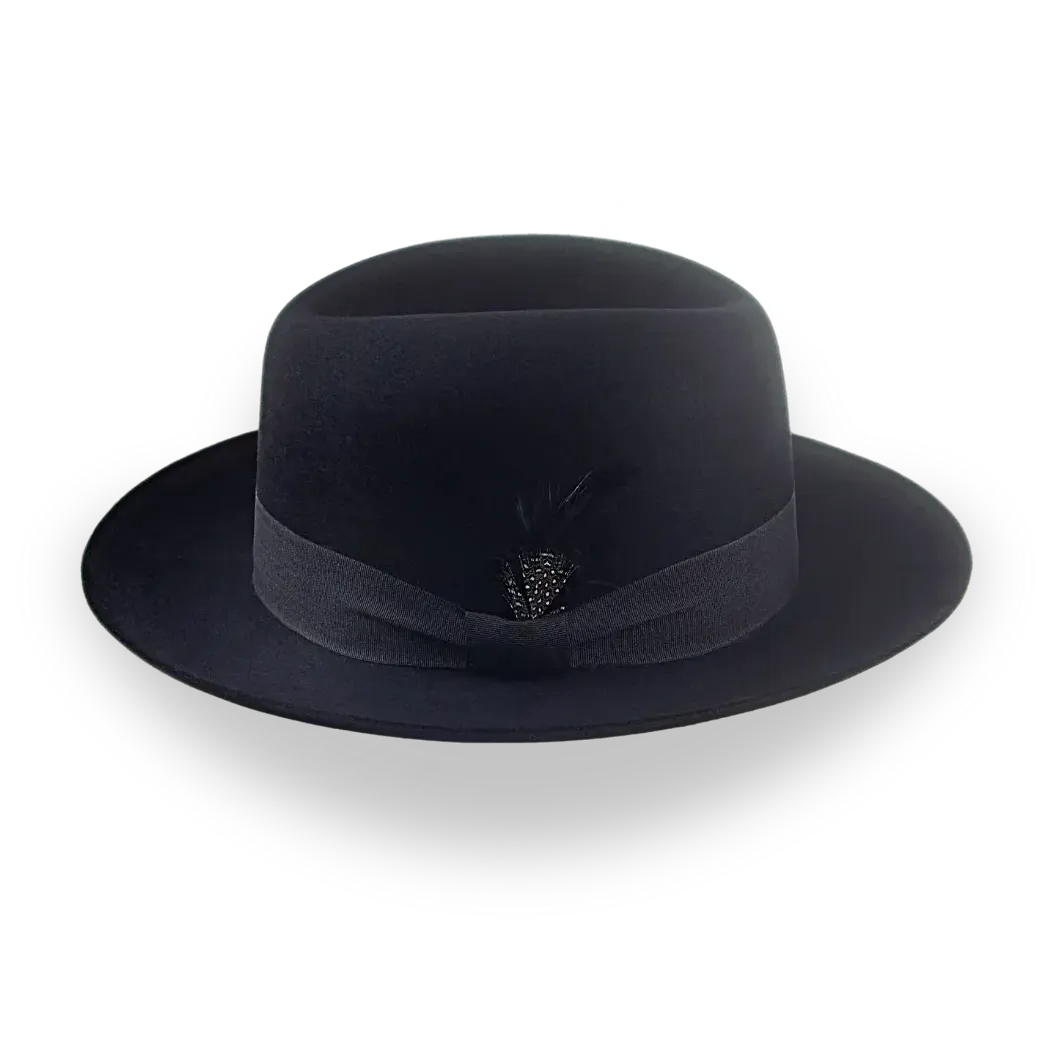Black Men's Fedora Hat with Single Crease Crown | The Tobin - Agnoulita Hats 2