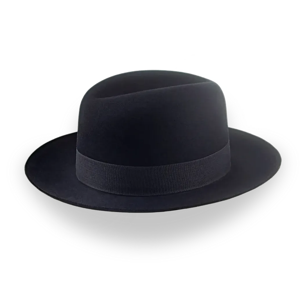 Black Men's Fedora Hat with Single Crease Crown | The Tobin - Agnoulita Hats 4