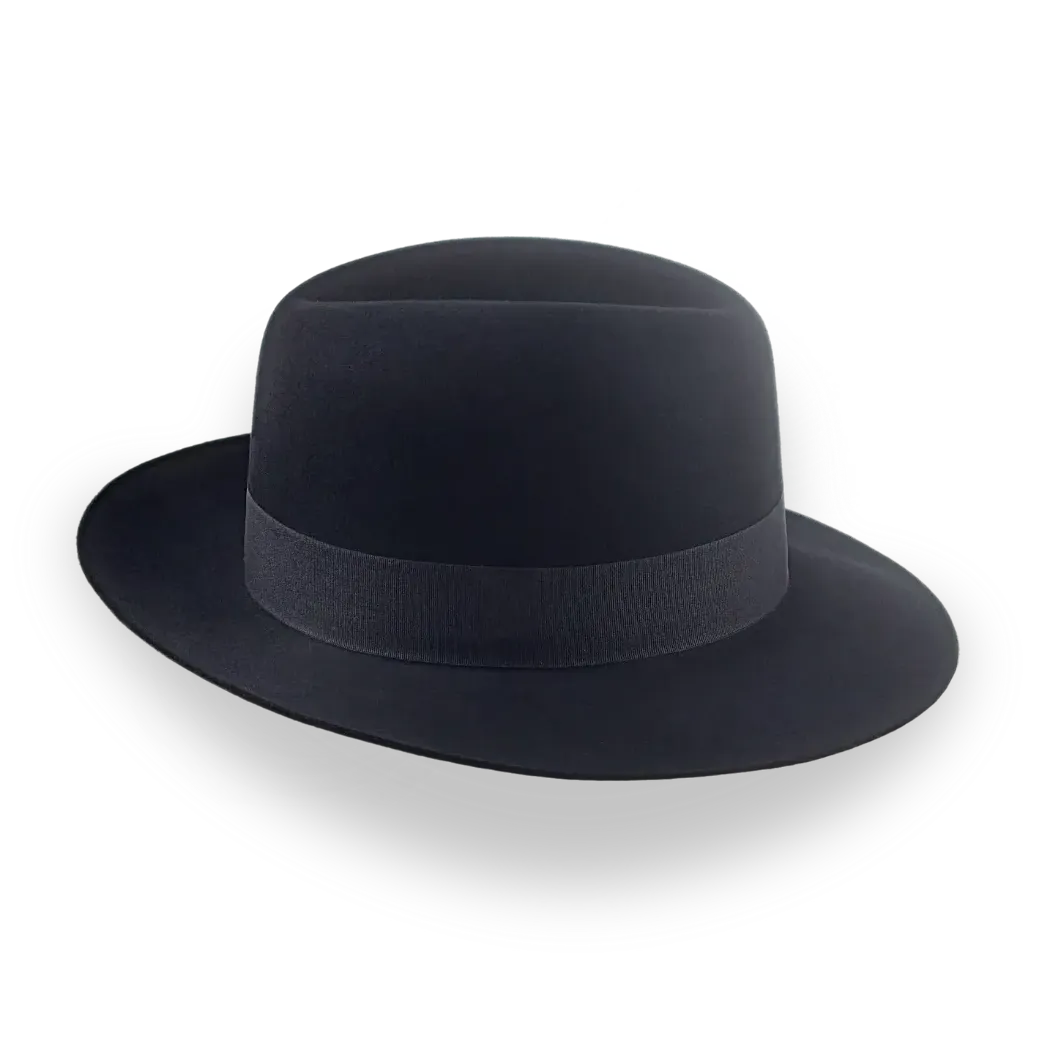Black Men's Fedora Hat with Single Crease Crown | The Tobin - Agnoulita Hats 5