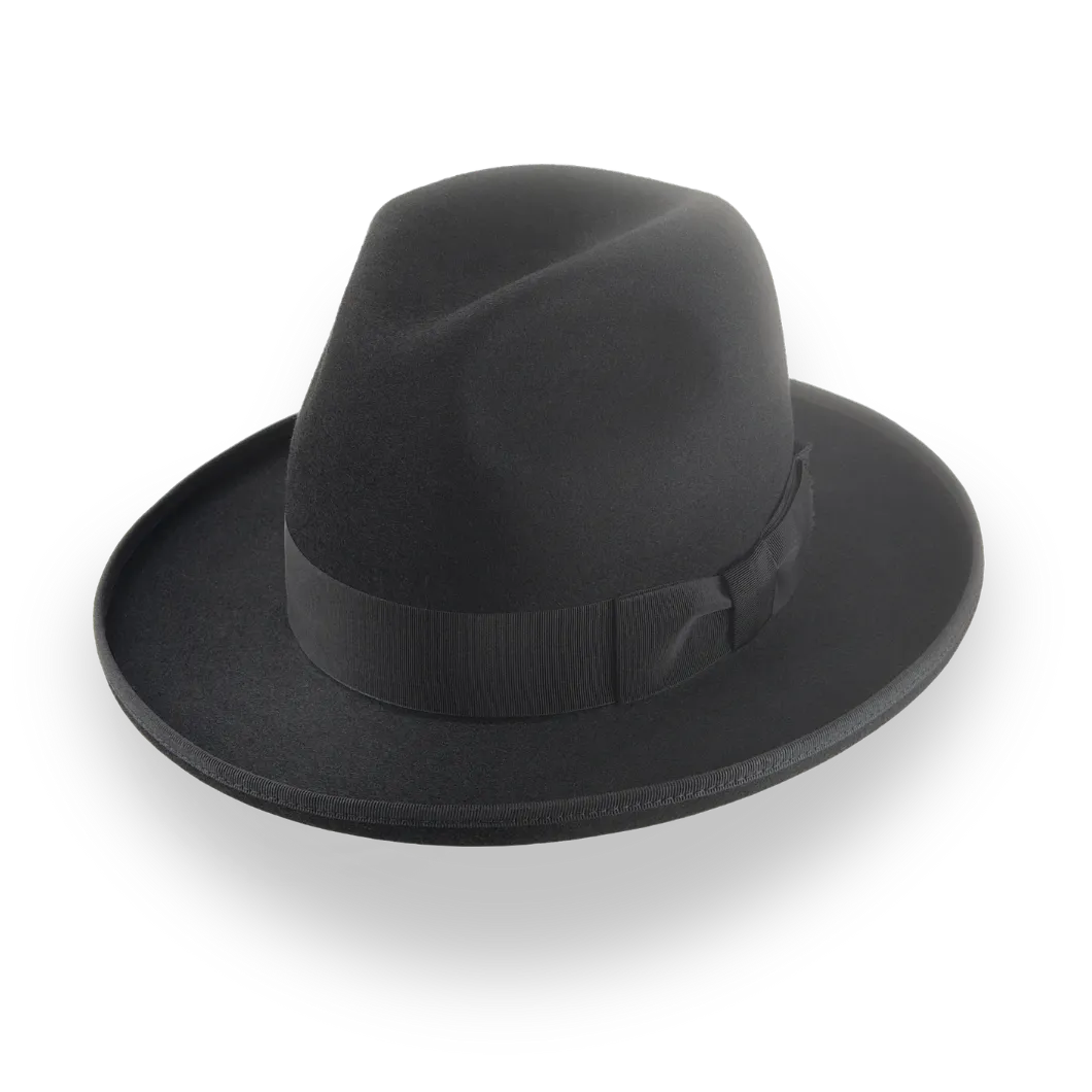 Black Rolled Brim Fedora - Custom Luxury Hat | The Williams - Agnoulita Hats 1