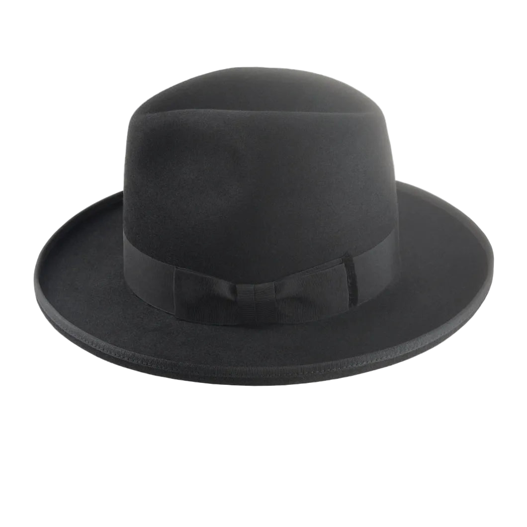 Black Rolled Brim Fedora - Custom Luxury Hat | The Williams - Agnoulita Hats 2