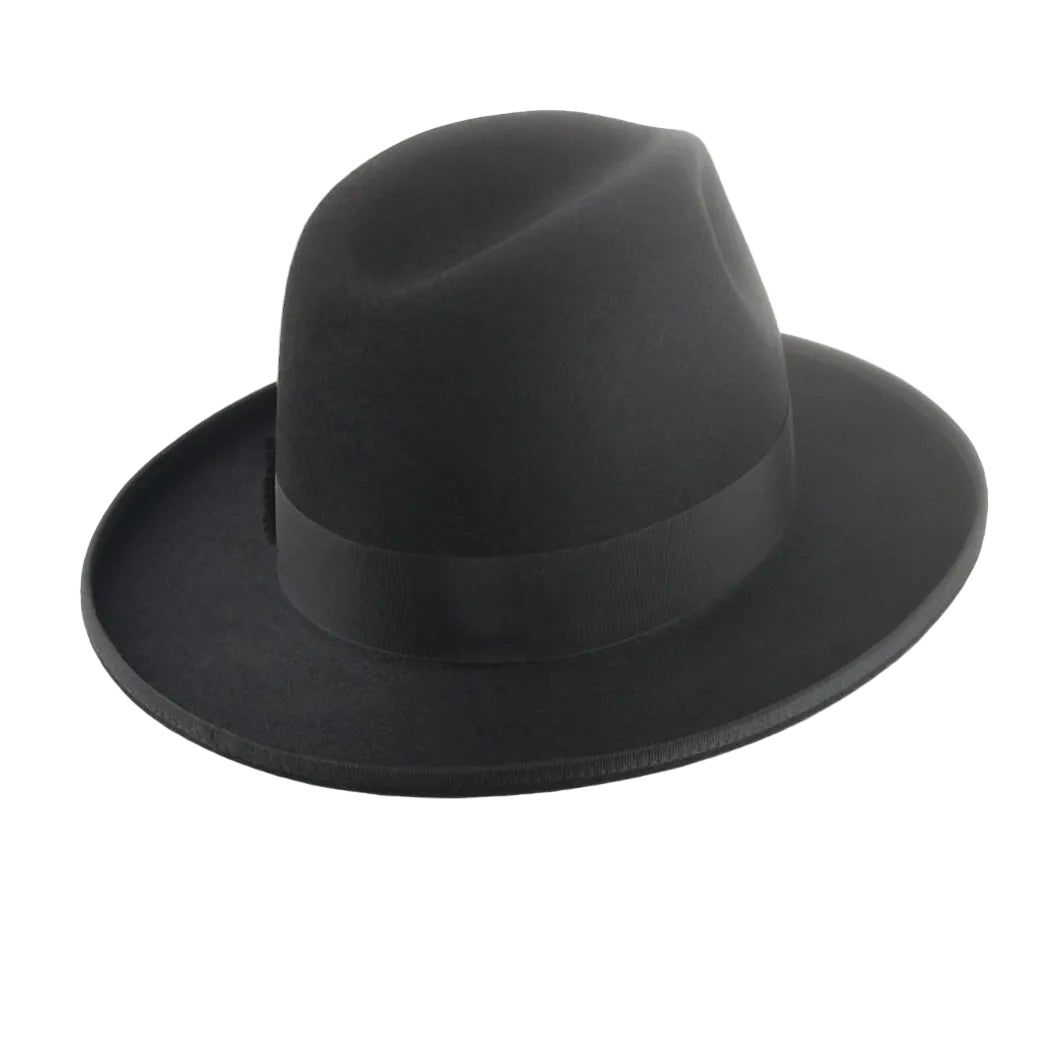 Black Rolled Brim Fedora - Custom Luxury Hat | The Williams - Agnoulita Hats 4