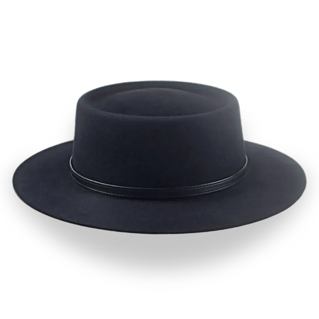 Black Telescope Crown Country Hat in Durable Fur Felt | The Voodoo - Agnoulita Hats 5