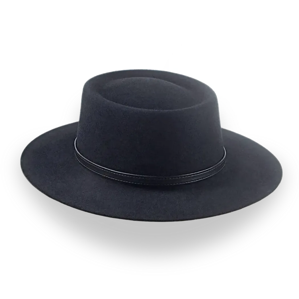 Black Telescope Crown Country Hat in Durable Fur Felt | The Voodoo - Agnoulita Hats 6