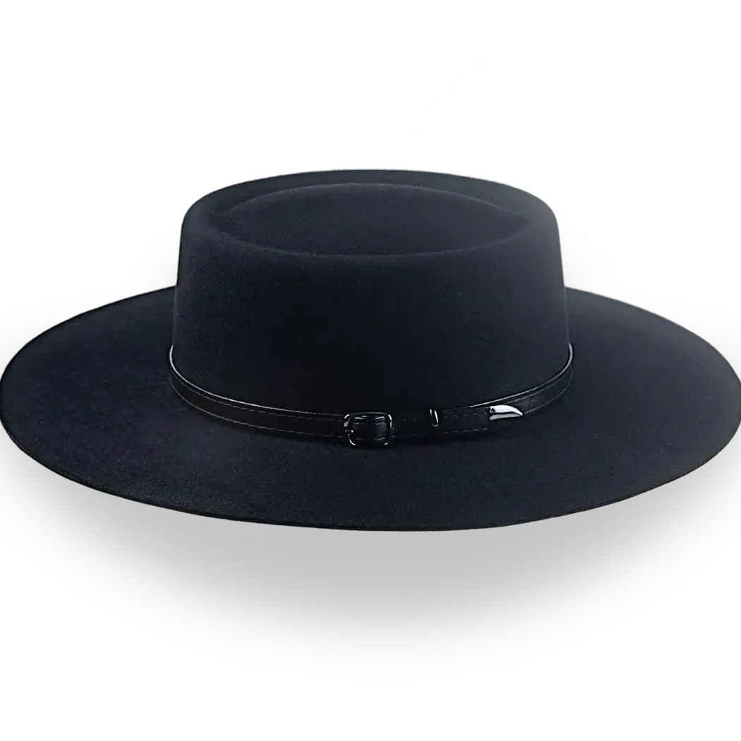 Black Wide Brim Cowboy Hat in Fur Felt | The Gambler - Agnoulita Hats 2