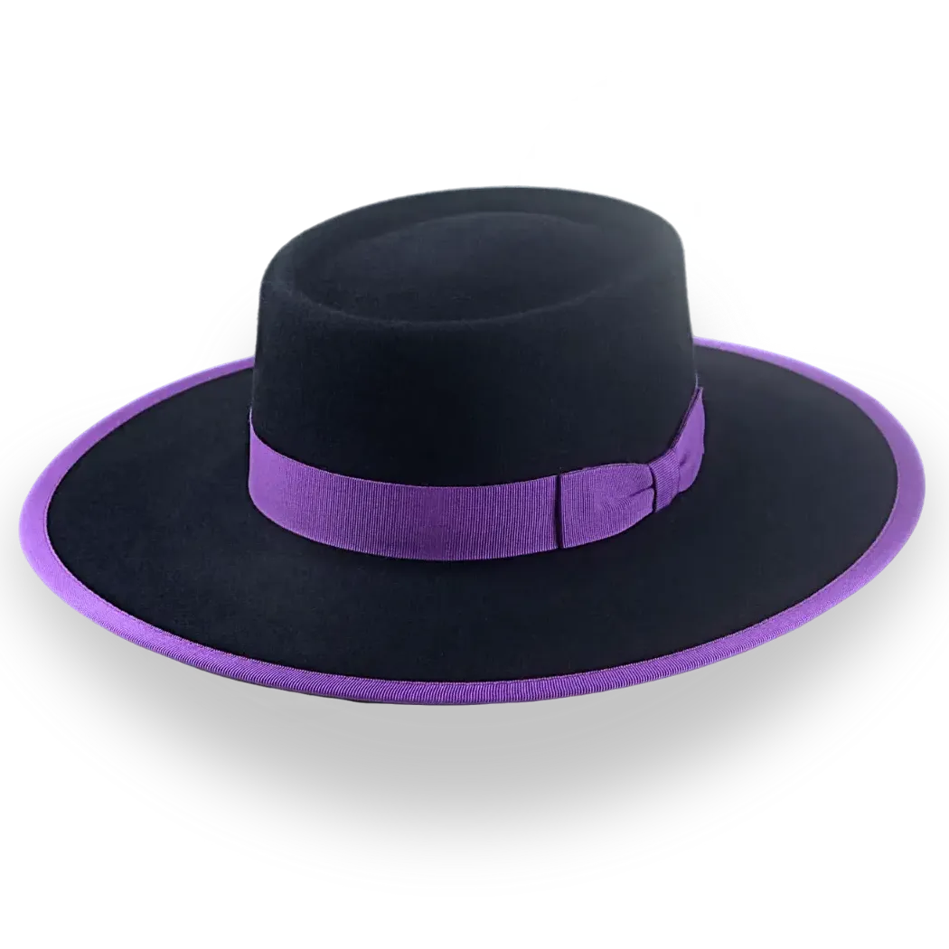 Black Wide Brim Vaquero Hat in High-Quality Fur Felt | The Buckaroo - Agnoulita Hats 1