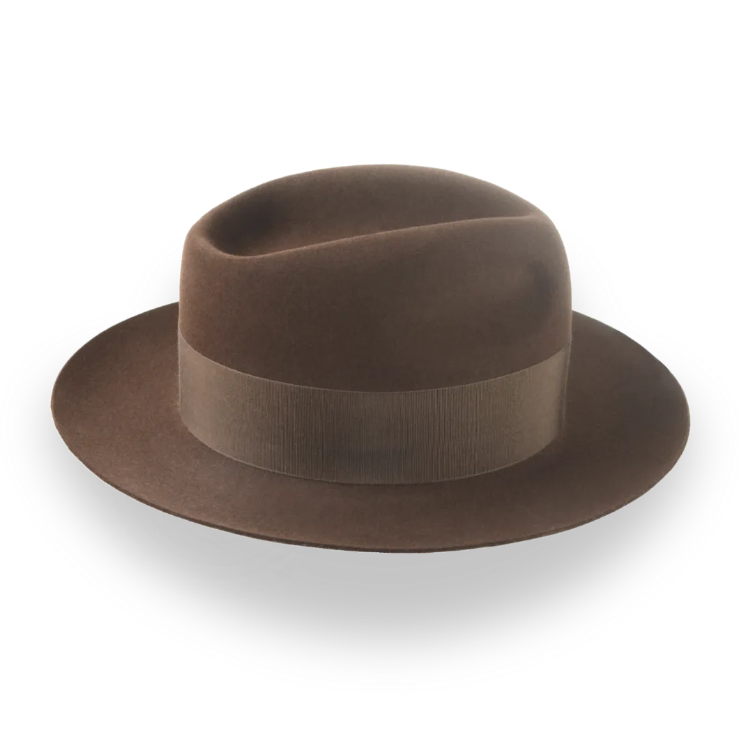 Brown 1940s Slope Back Men's Fedora in Fine Fur Felt | The Savoy - Agnoulita Hats 5