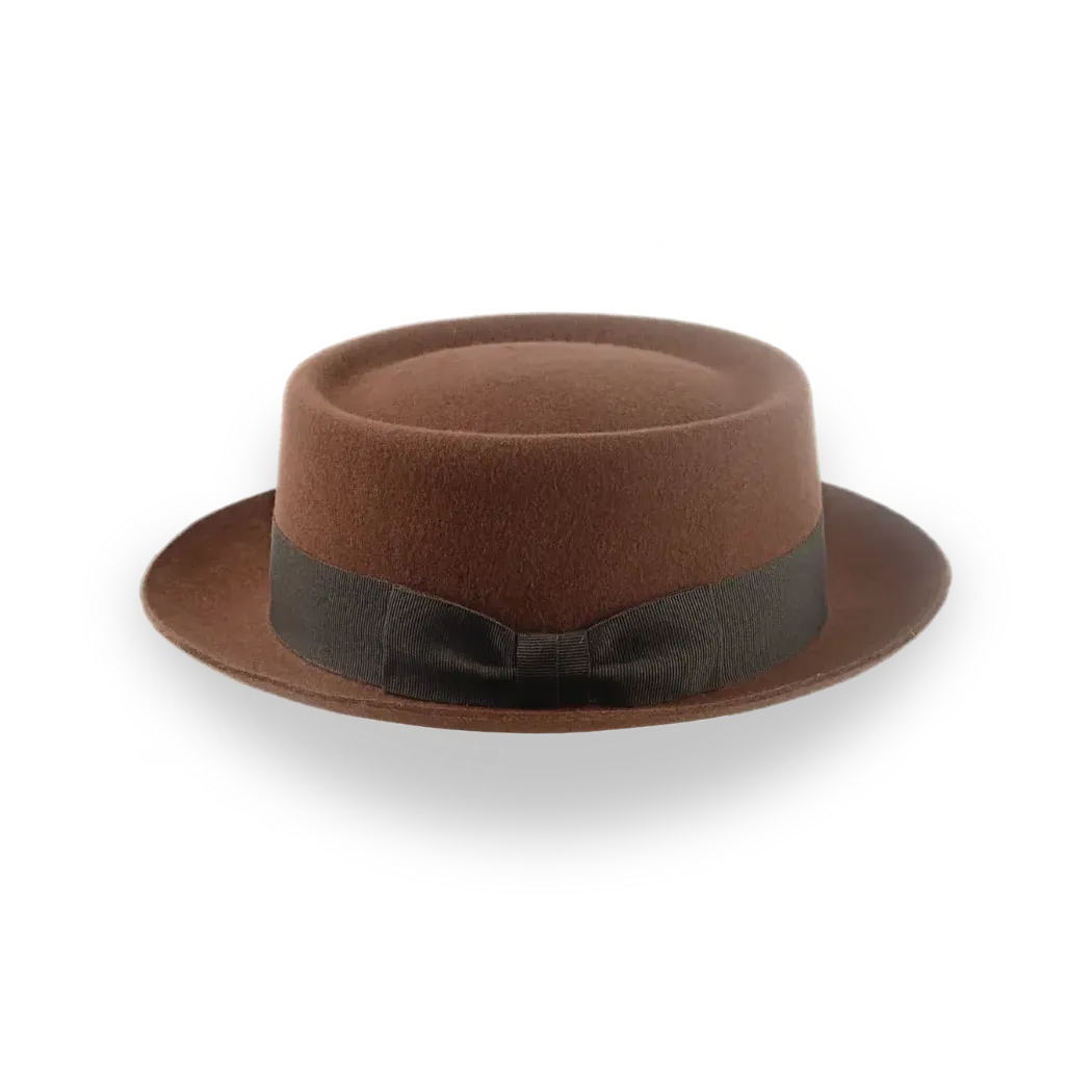 Brown Classic Porkpie Fedora Hat in Premium Wool Felt | The Antico - Agnoulita Hats 2