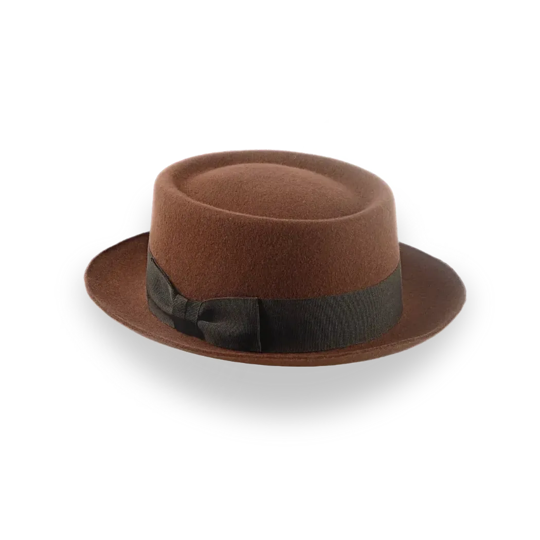 Brown Classic Porkpie Fedora Hat in Premium Wool Felt | The Antico - Agnoulita Hats 3