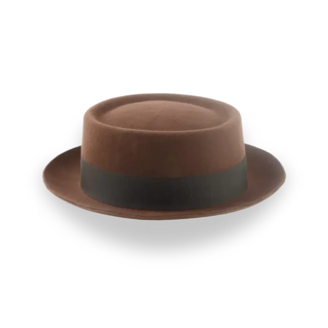 Brown Classic Porkpie Fedora Hat in Premium Wool Felt | The Antico - Agnoulita Hats 5