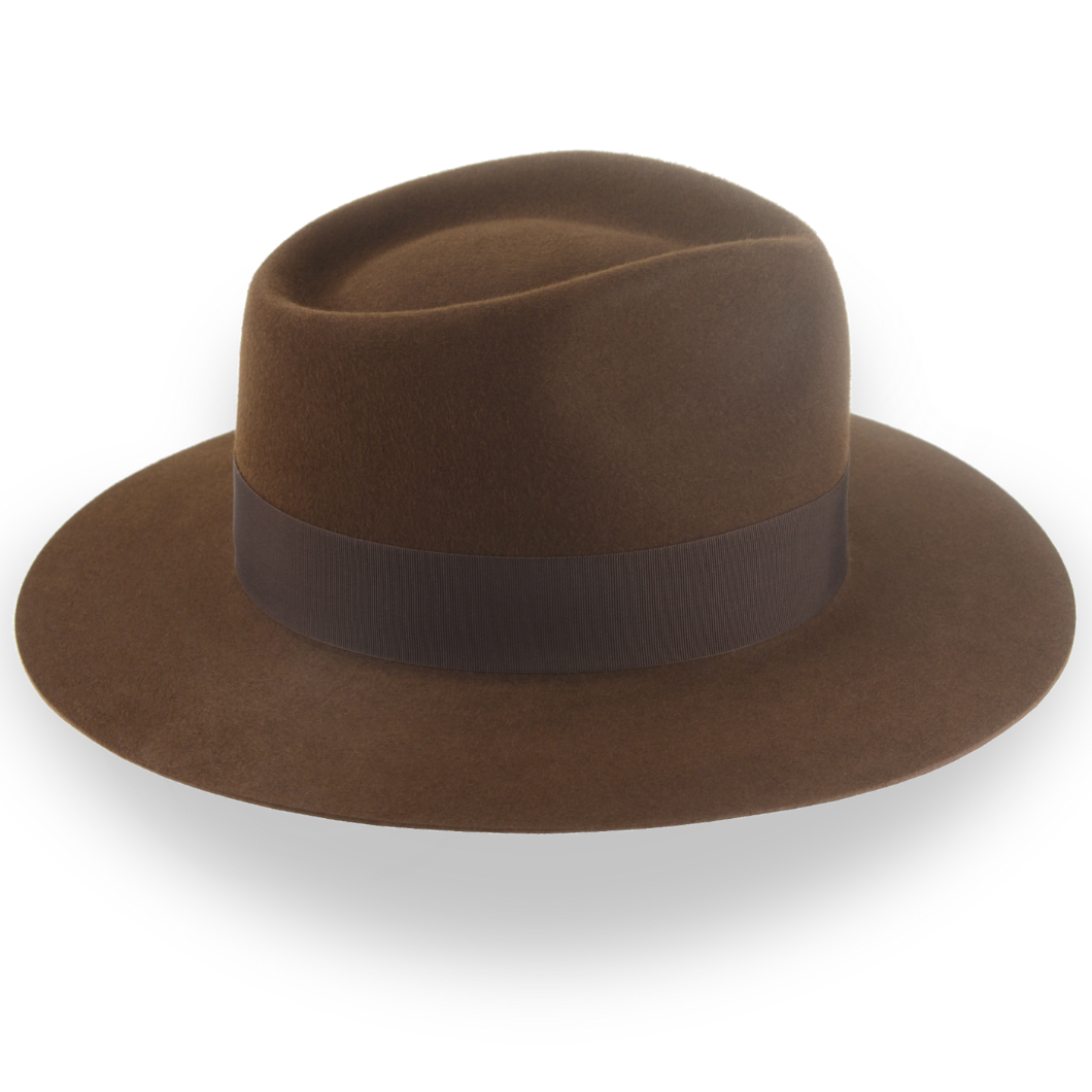 Brown Flat Brim Rancher Fedora in Durable Fur Felt | The Discoverer - Agnoulita Hats 5