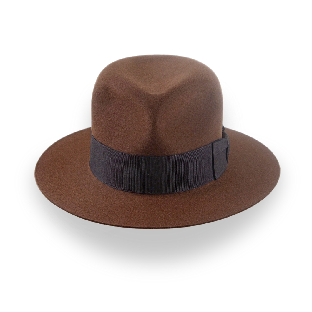 Brown Iconic Young Indiana Jones Fur Felt Fedora Hat | The Voyager - Agnoulita Hats 6