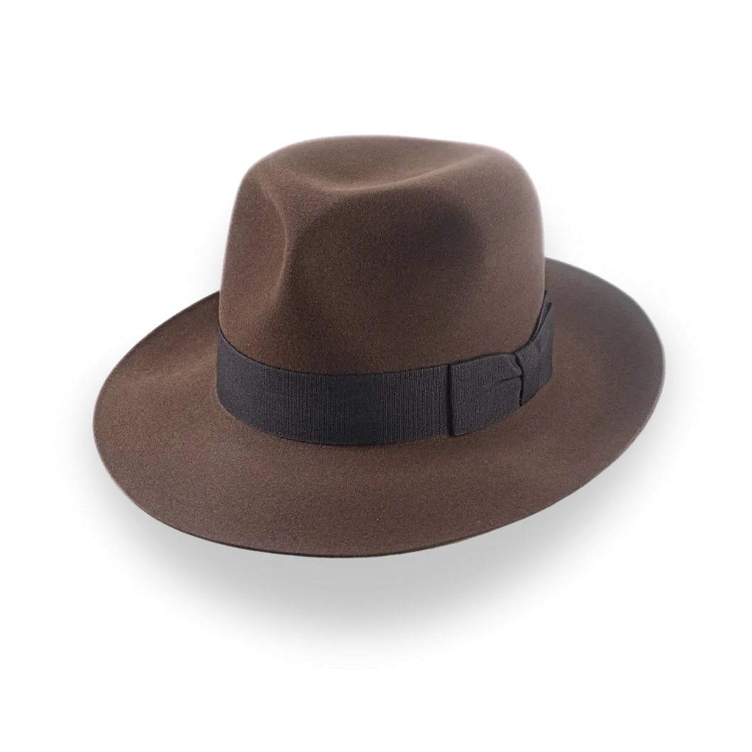Brown Indiana Jones Style Fedora in Durable Fur Felt | The Templar - Agnoulita Hats 1