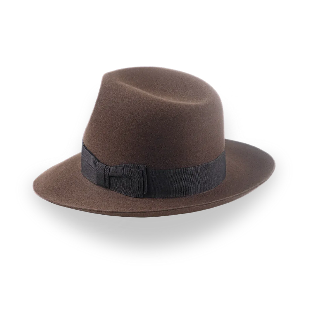 Brown Indiana Jones Style Fedora in Durable Fur Felt | The Templar - Agnoulita Hats 3