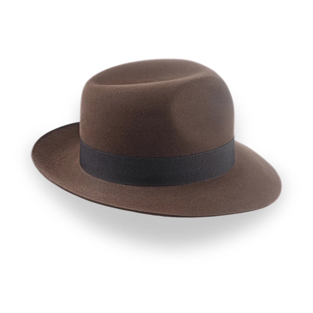 Brown Indiana Jones Style Fedora in Durable Fur Felt | The Templar - Agnoulita Hats 5